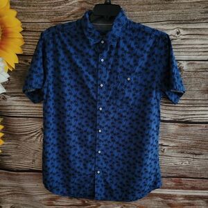 "Lee" men's Short Sleeve shirt Size: large med/dark blue 🌴palm trees Pre-owned